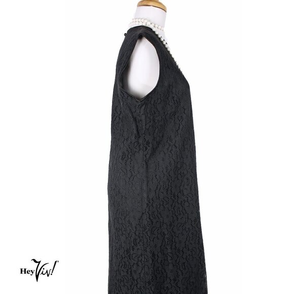 Vintage Black Lace Cocktail Dress Over Five-Seven Shop Tall Size Large - Hey Viv - Picture 2 of 5